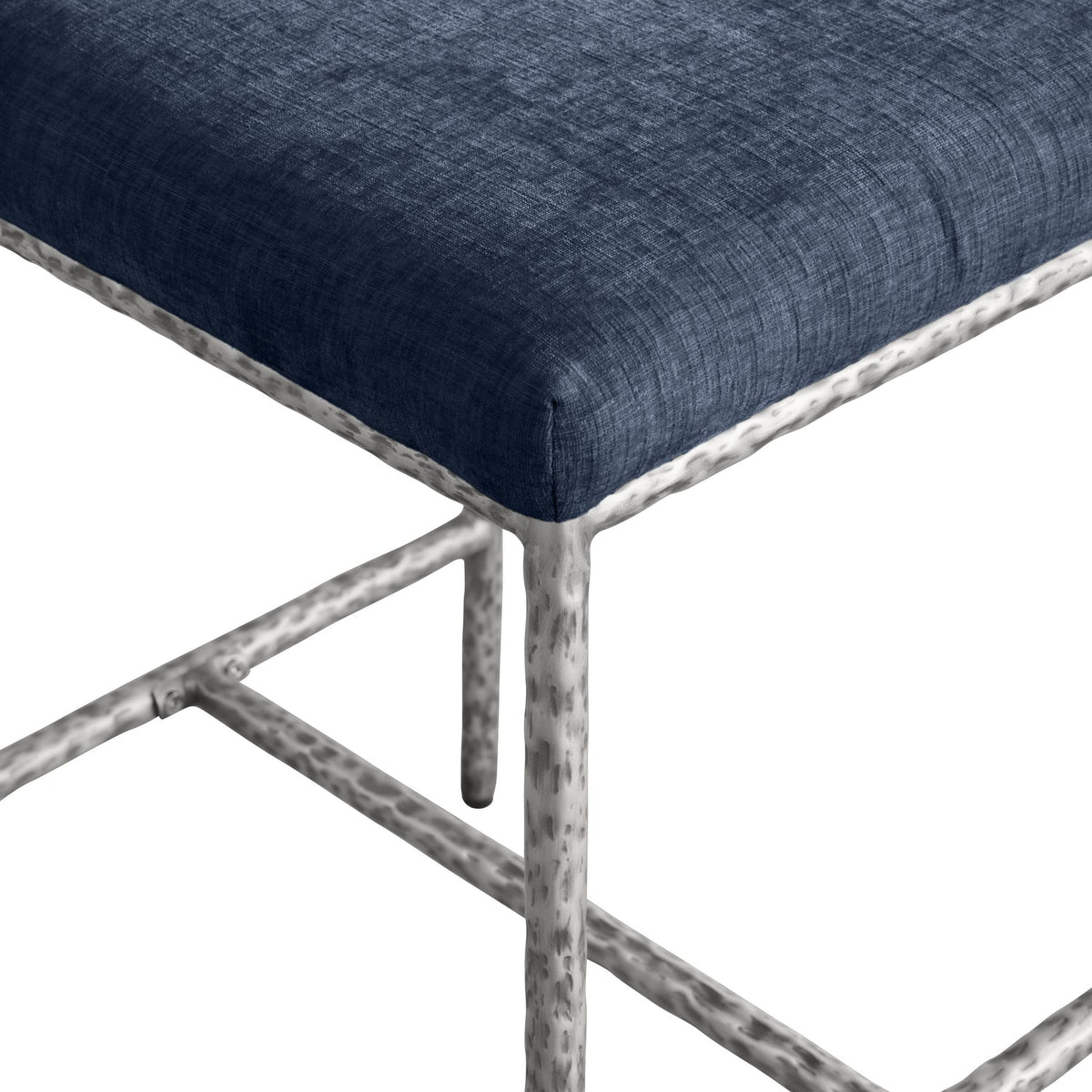 Reeves Navy Chenille Fabric Upholstered Counter Stool Set of 2