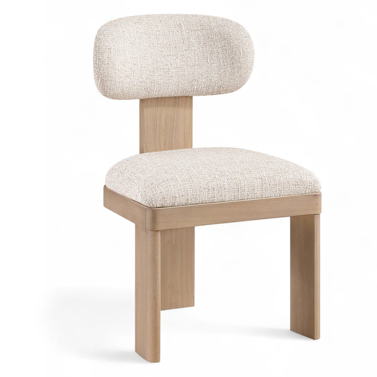 Timbra Beige Linen Textured Fabric Upholstered Dining Chair, Set of 2 in beige linen-textured fabric, primary product view
