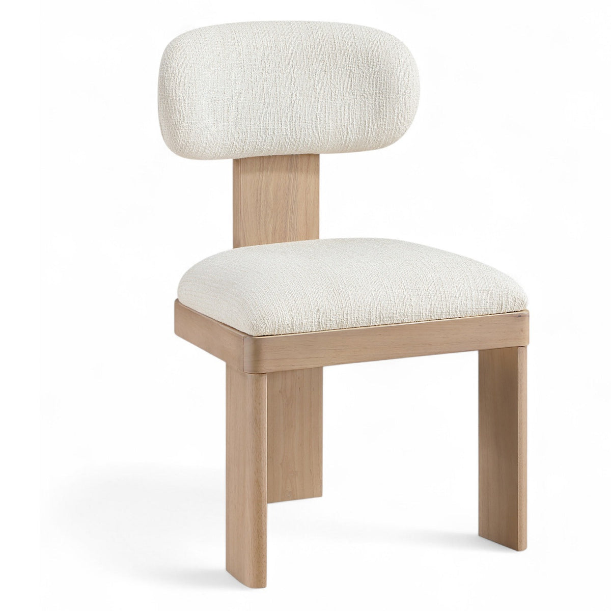 Timbra Cream Linen Textured Fabric Upholstered Dining Chair, Set of 2 in cream linen-textured fabric, primary product view
