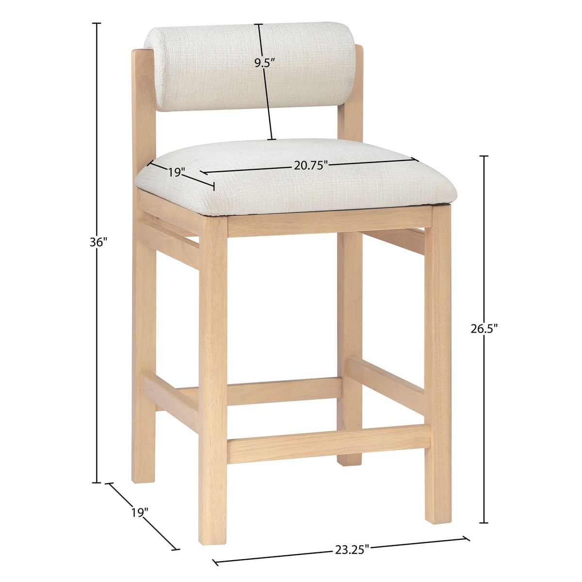 Roundhill Cream Linen Textured Fabric Upholstered Counter Stool Set of 2