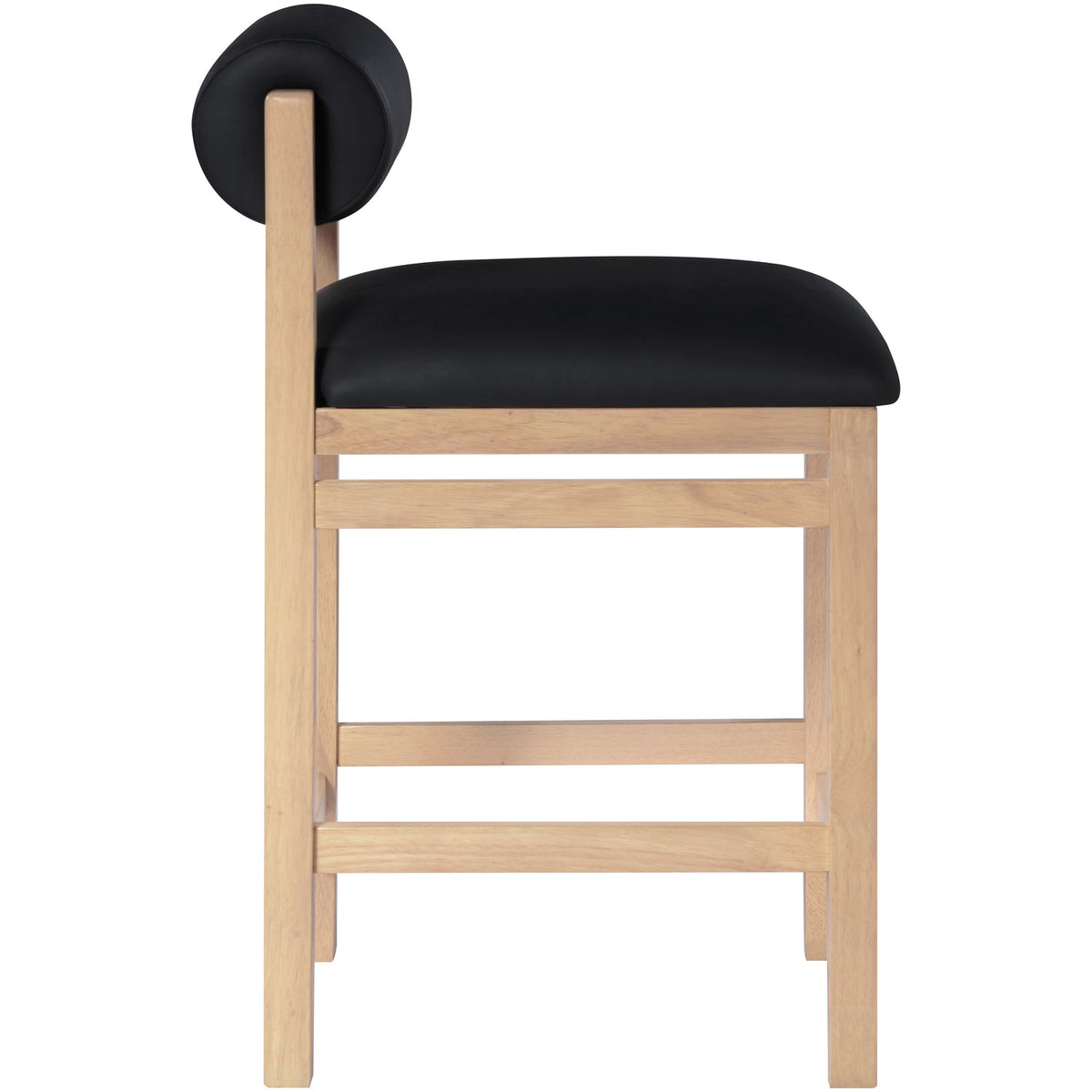 Roundhill Black Vegan Leather Upholstered Counter Stool Set of 2