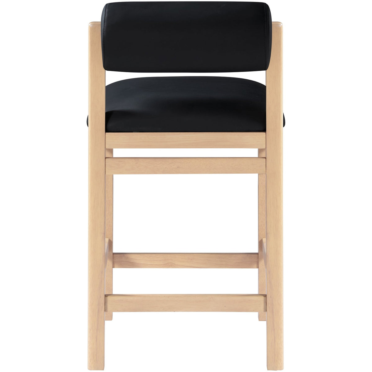 Roundhill Black Vegan Leather Upholstered Counter Stool Set of 2
