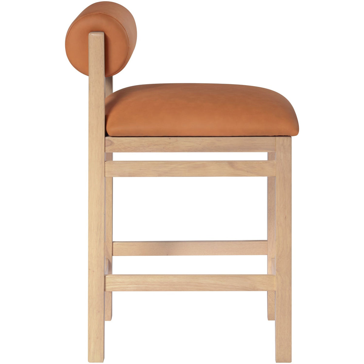 Roundhill Cognac Vegan Leather Upholstered Counter Stool Set of 2