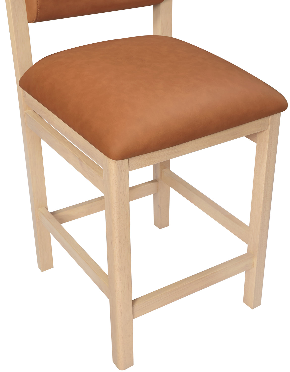 Roundhill Cognac Vegan Leather Upholstered Counter Stool Set of 2