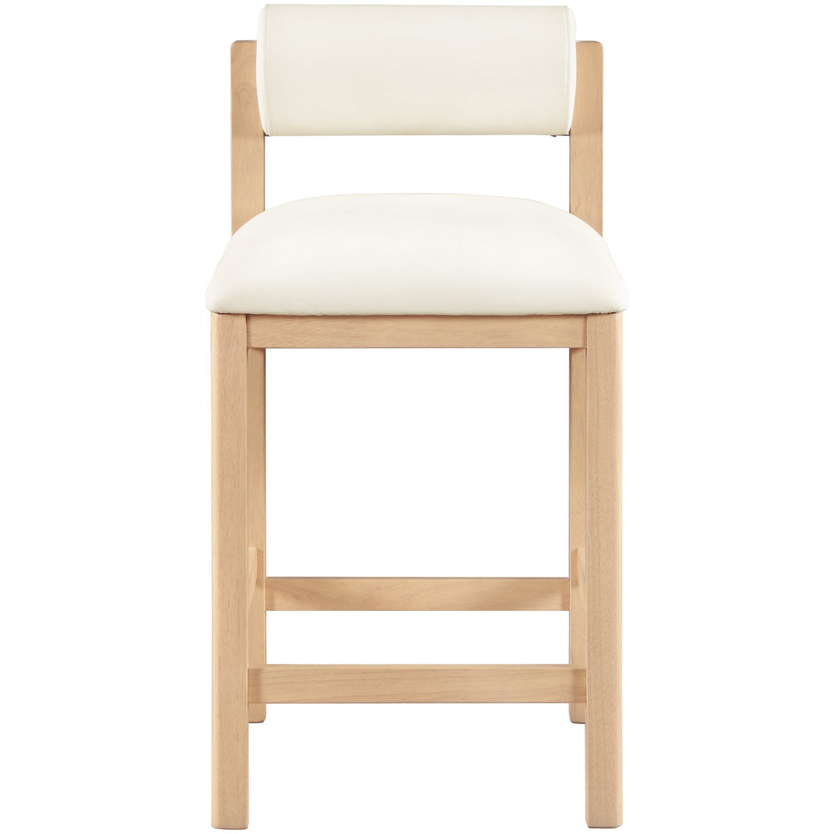 Roundhill Cream Vegan Leather Upholstered Counter Stool Set of 2