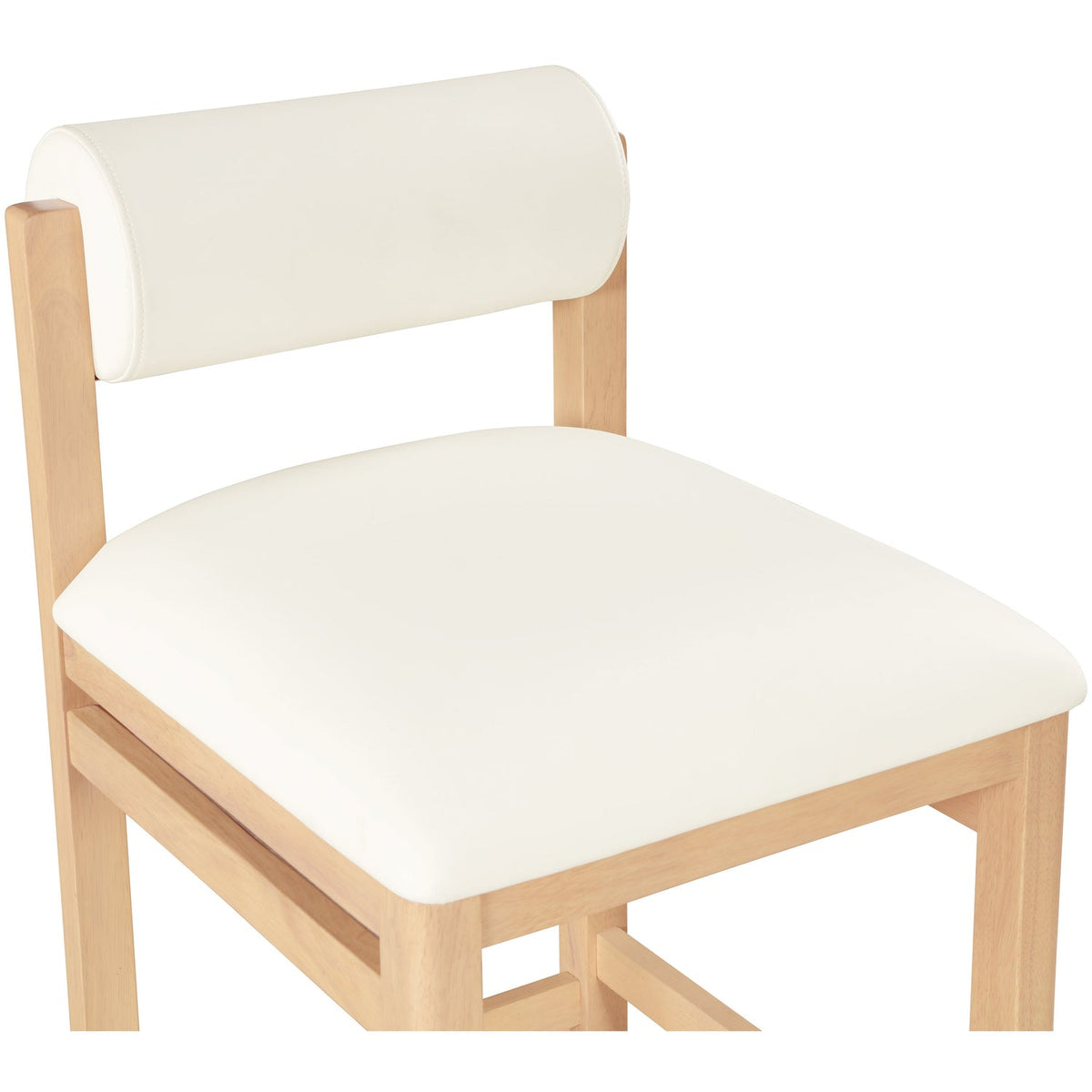 Roundhill Cream Vegan Leather Upholstered Counter Stool Set of 2