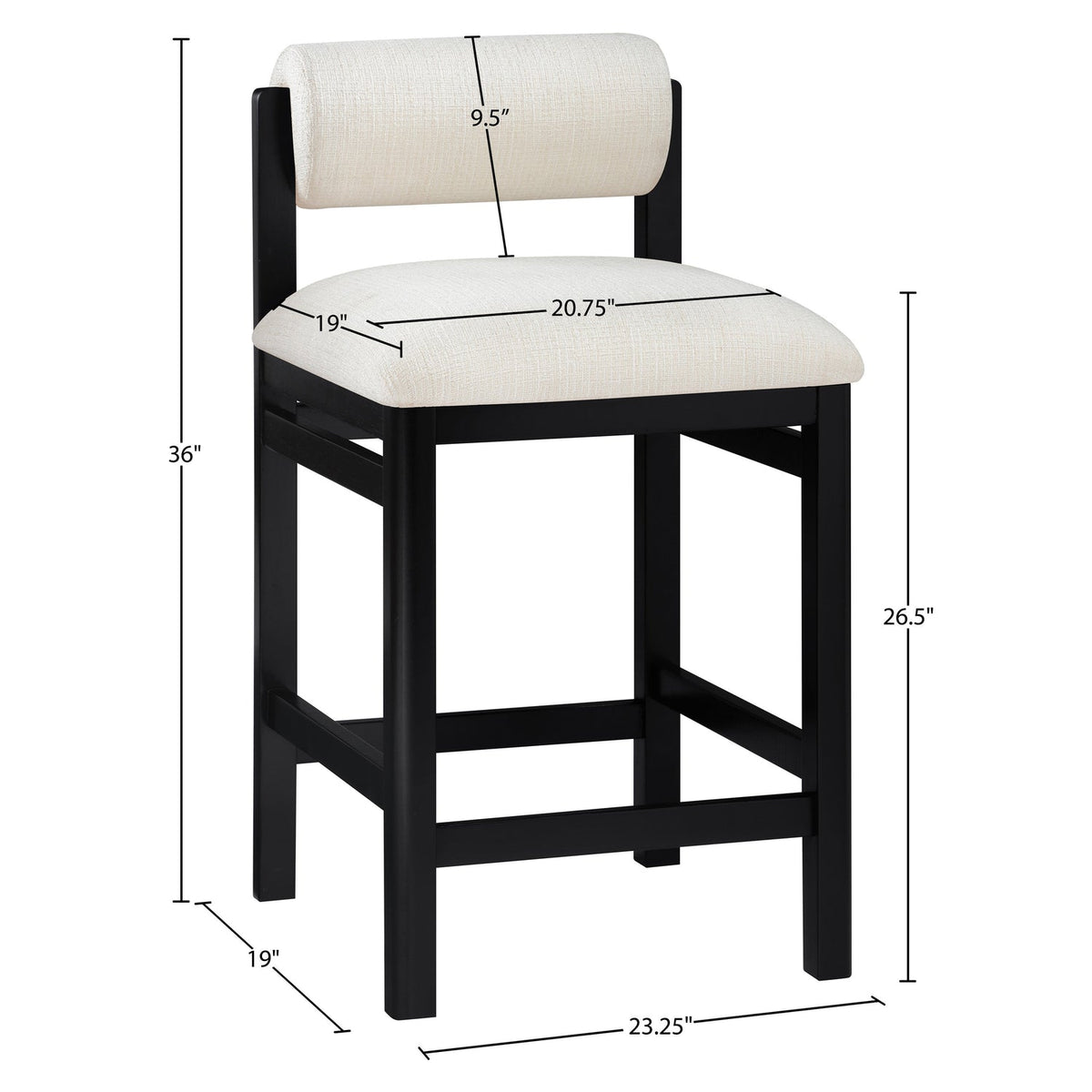 Roundhill Cream Linen Textured Fabric Upholstered Counter Stool Set of 2