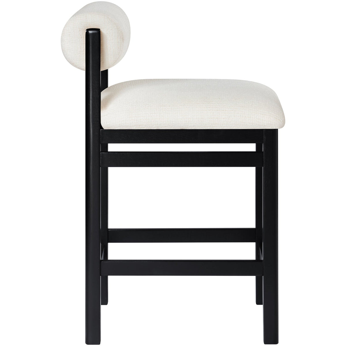 Roundhill Cream Linen Textured Fabric Upholstered Counter Stool Set of 2