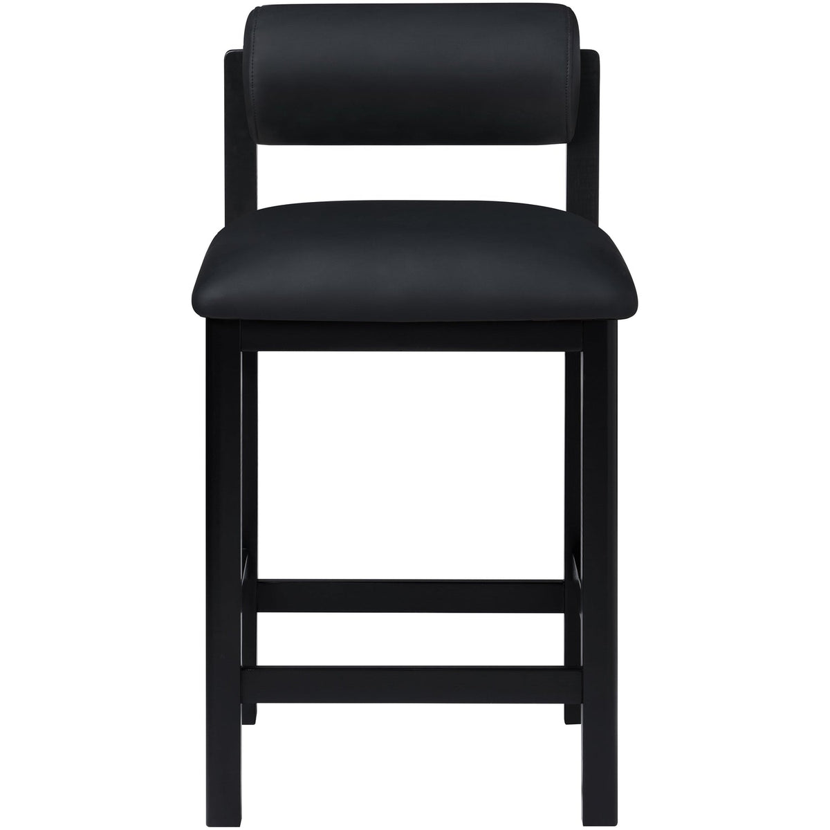 Roundhill Black Vegan Leather Upholstered Counter Stool Set of 2