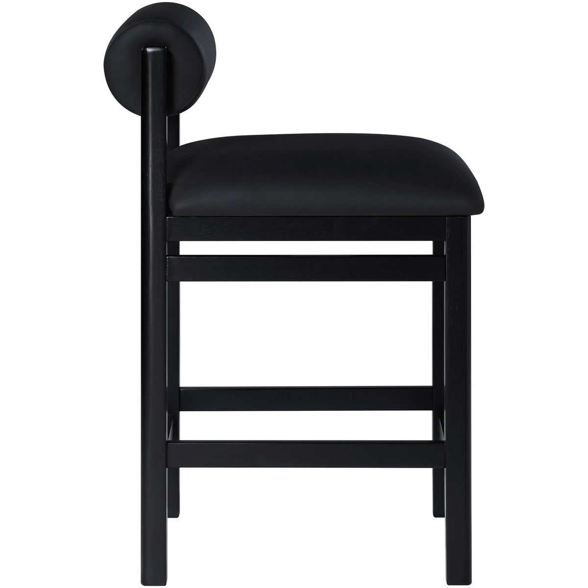 Roundhill Black Vegan Leather Upholstered Counter Stool Set of 2