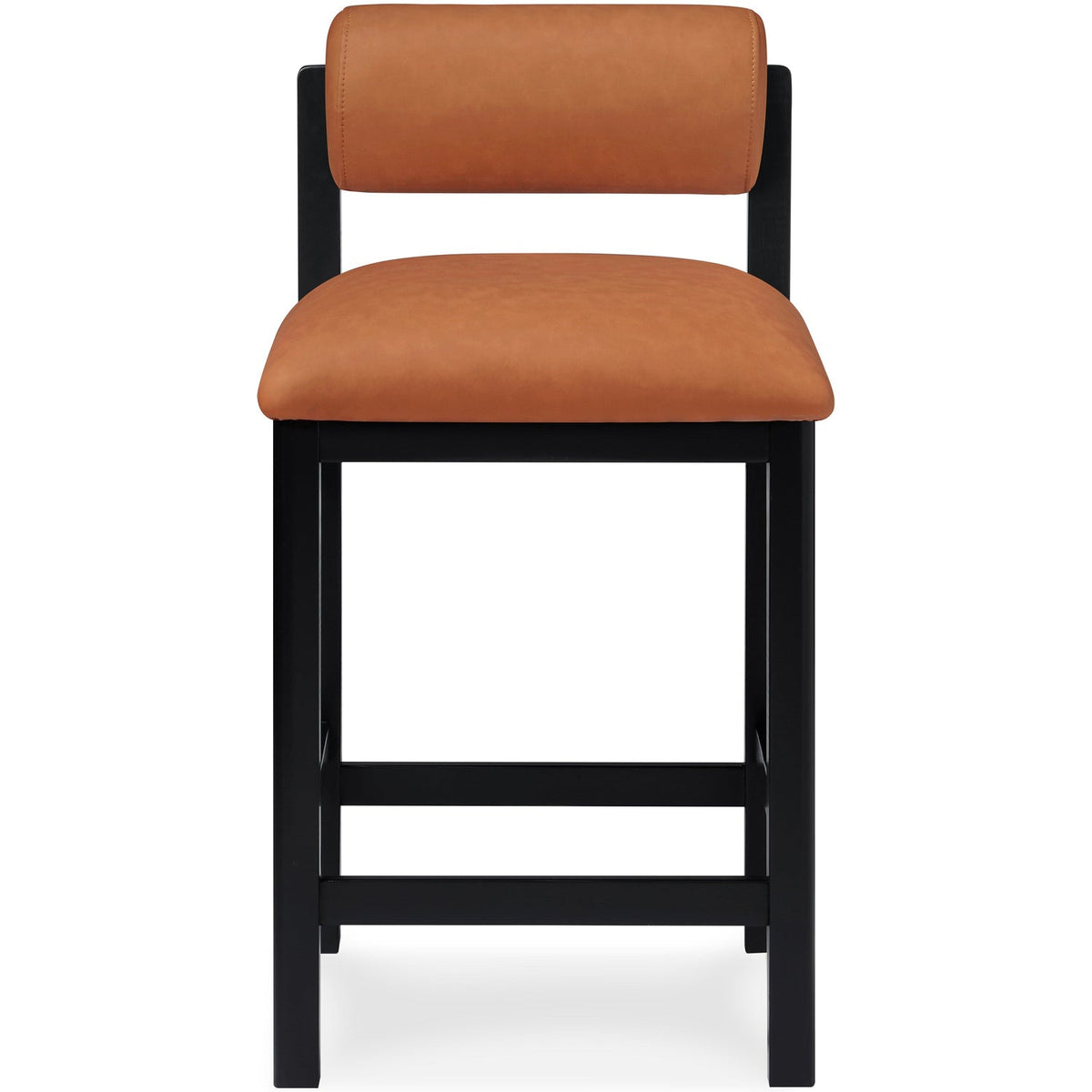 Roundhill Cognac Vegan Leather Upholstered Counter Stool Set of 2