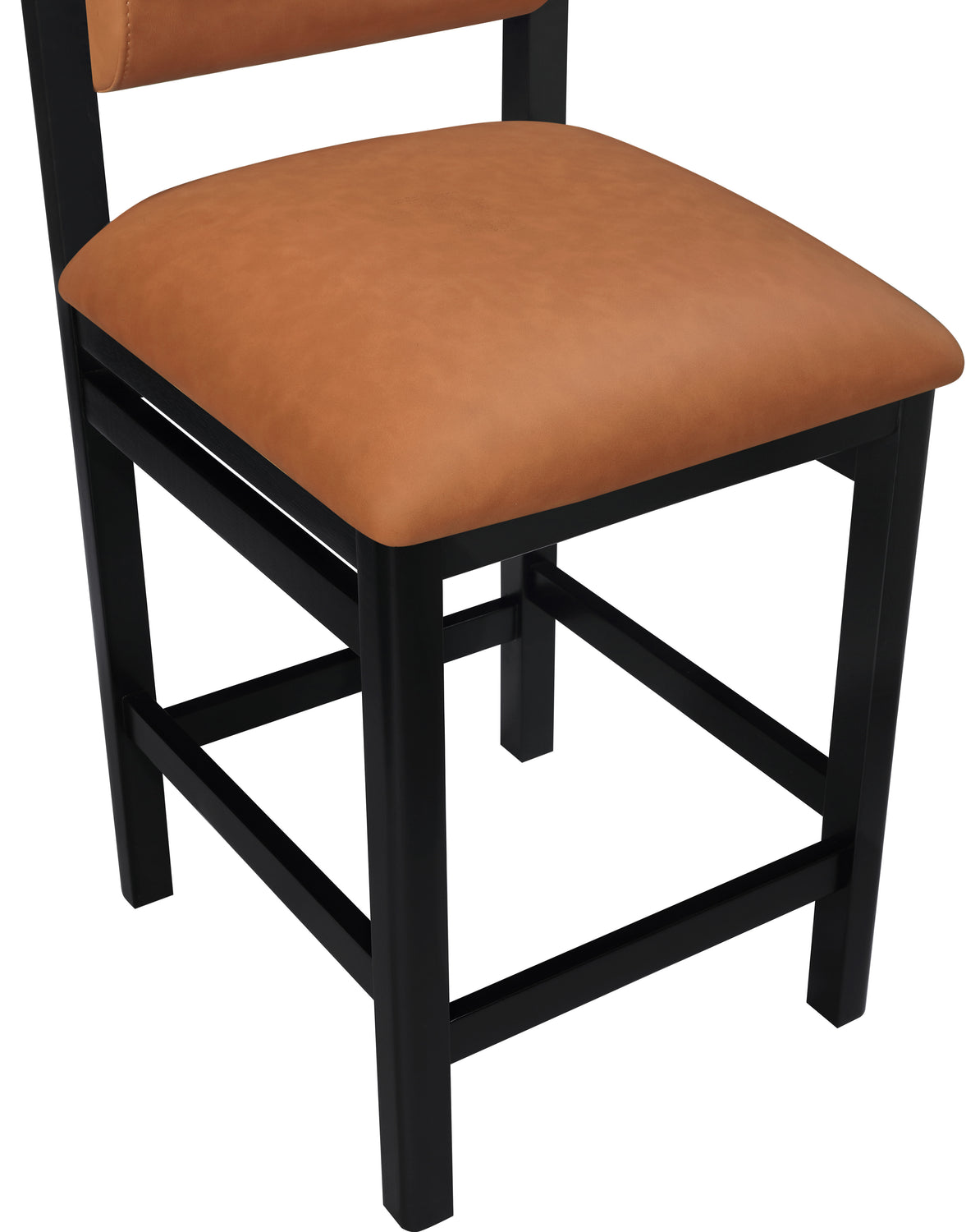Roundhill Cognac Vegan Leather Upholstered Counter Stool Set of 2