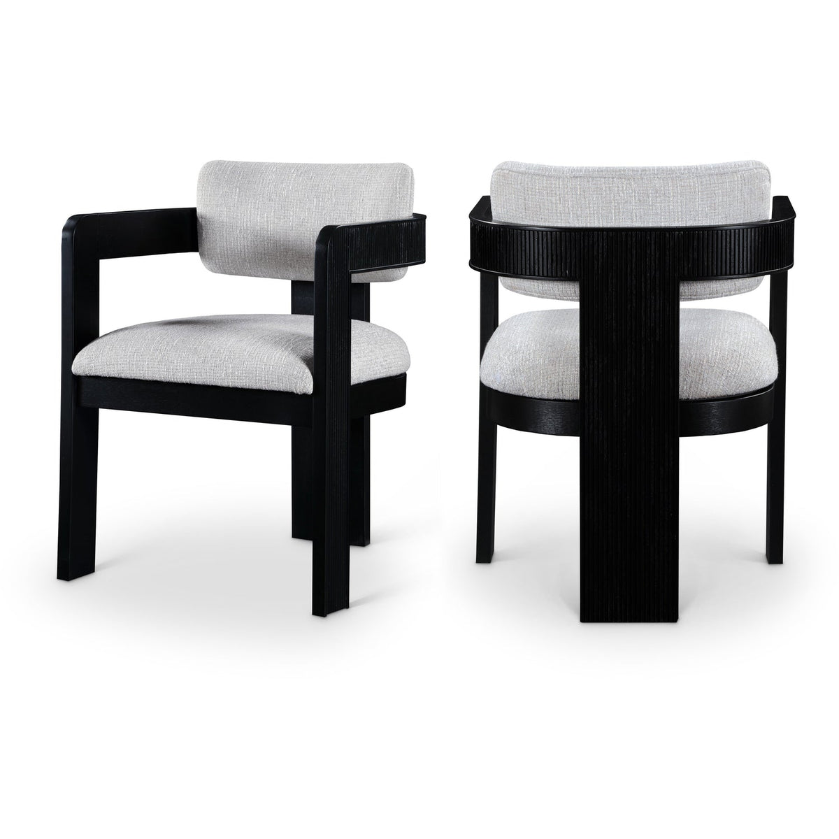 Sacha Grey Linen Textured Fabric Upholstered Dining Chair Set of 2