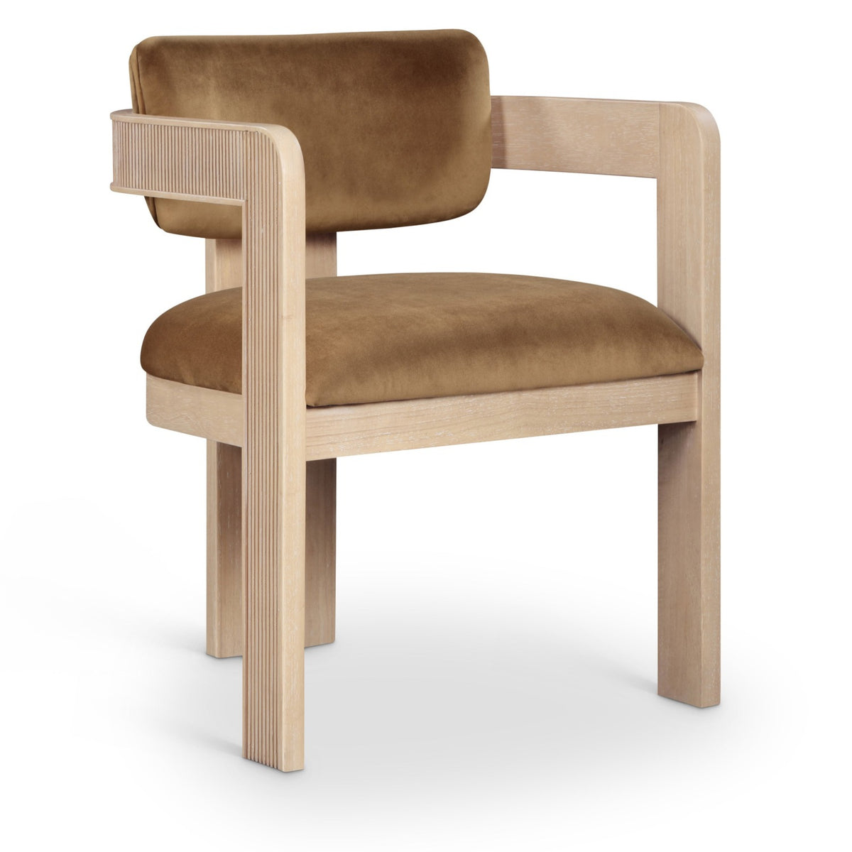Sacha Saddle Velvet Upholstered Dining Chair, Set of 2 in saddle velvet and natural wood, primary product view