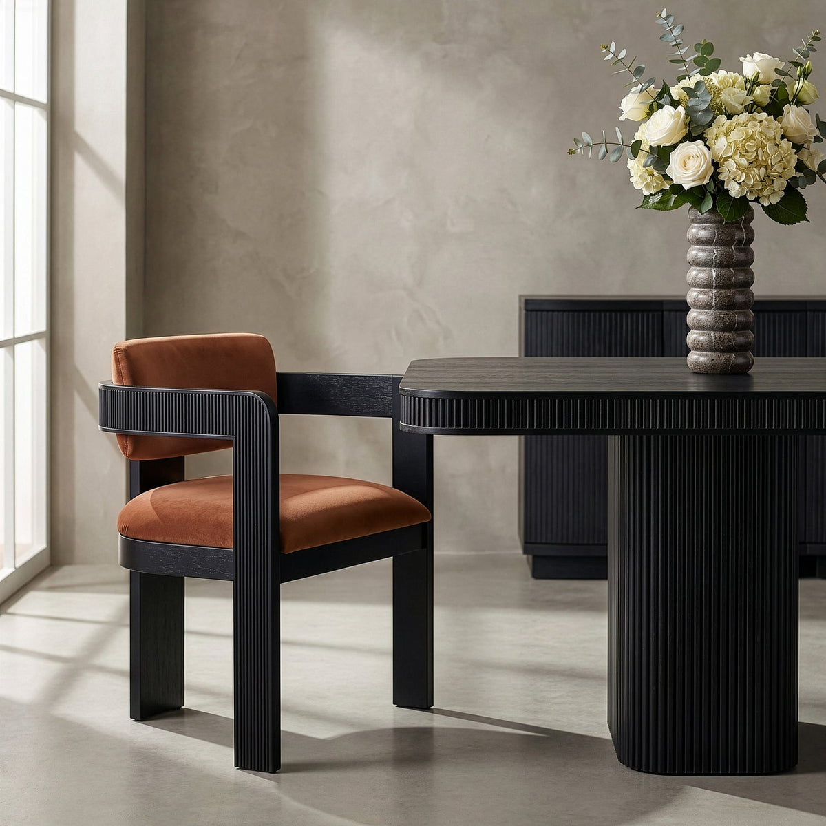Sacha Cognac Velvet Upholstered Dining Chair Set of 2