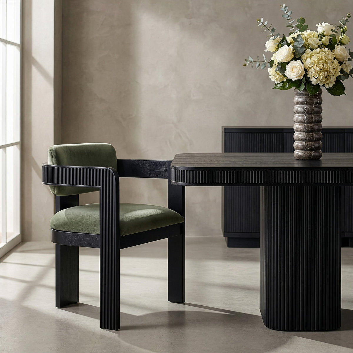 Sacha Green Velvet Upholstered Dining Chair Set of 2