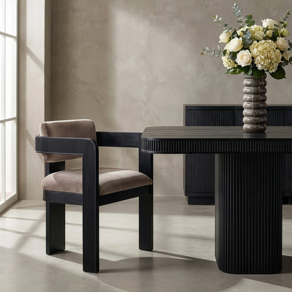 Sacha Taupe Velvet Upholstered Dining Chair Set of 2