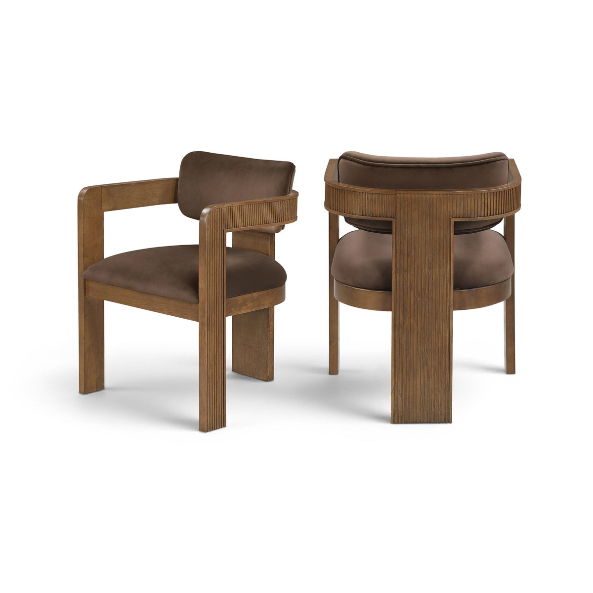 Sacha Brown Velvet Upholstered Dining Chair Set of 2