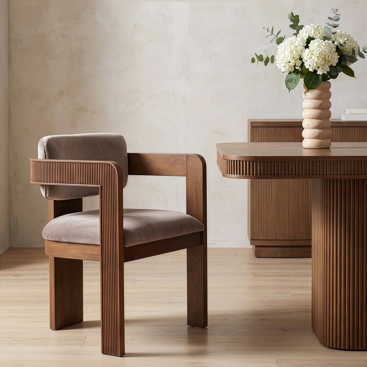 Sacha Taupe Velvet Upholstered Dining Chair Set of 2