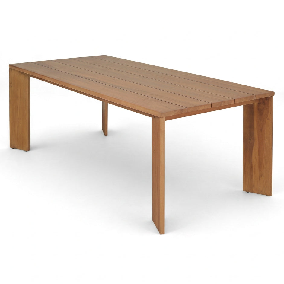 Mirella 78.75" Natural Teak Wood Outdoor Patio Dining Table in solid teak wood, natural finish, primary product view