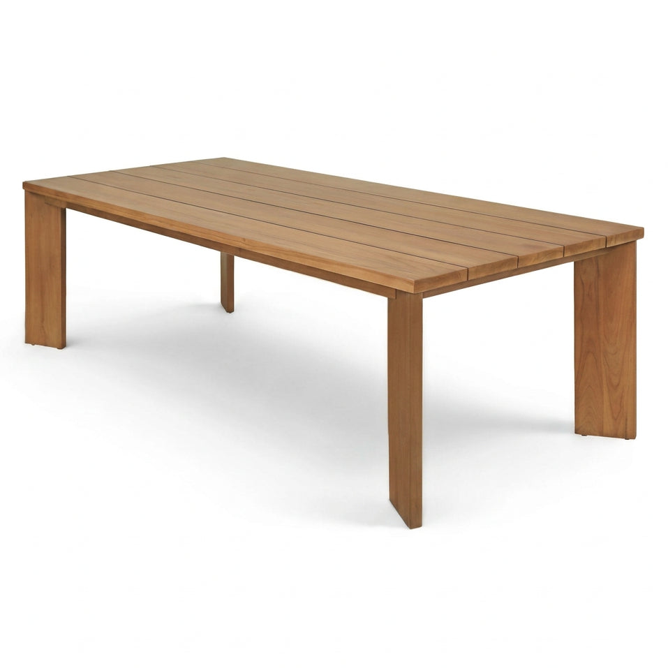 Mirella 96" Natural Teak Wood Outdoor Patio Dining Table in solid teak wood, natural finish, primary product view