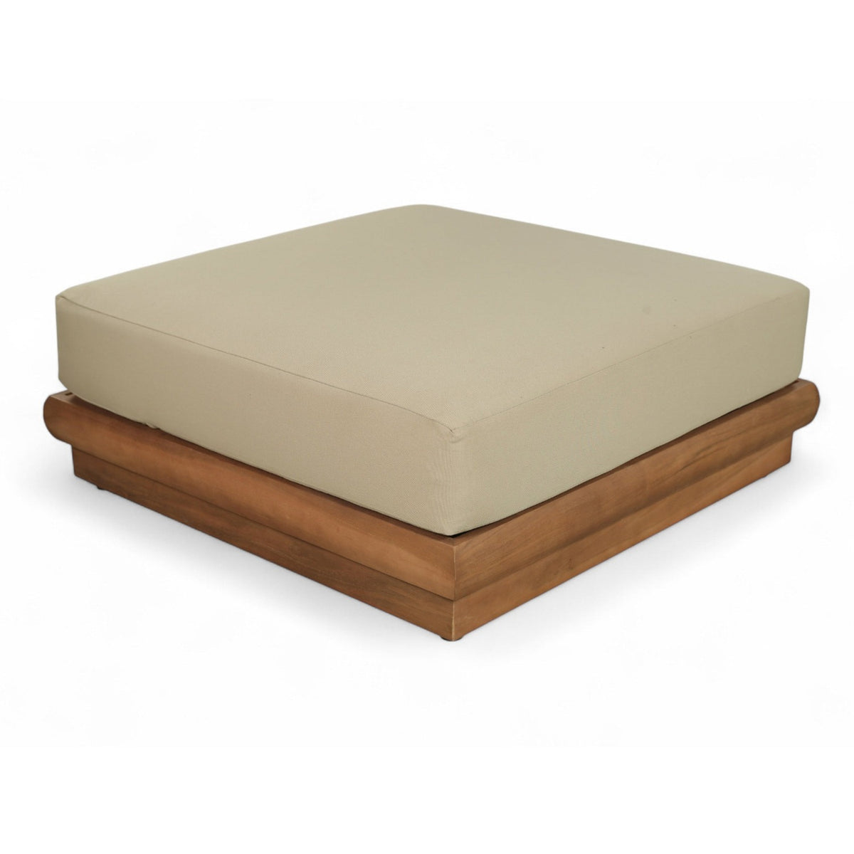 Mirella Tan Water Resistant Fabric Upholstered Outdoor Patio Modular Ottoman in tan, primary product view