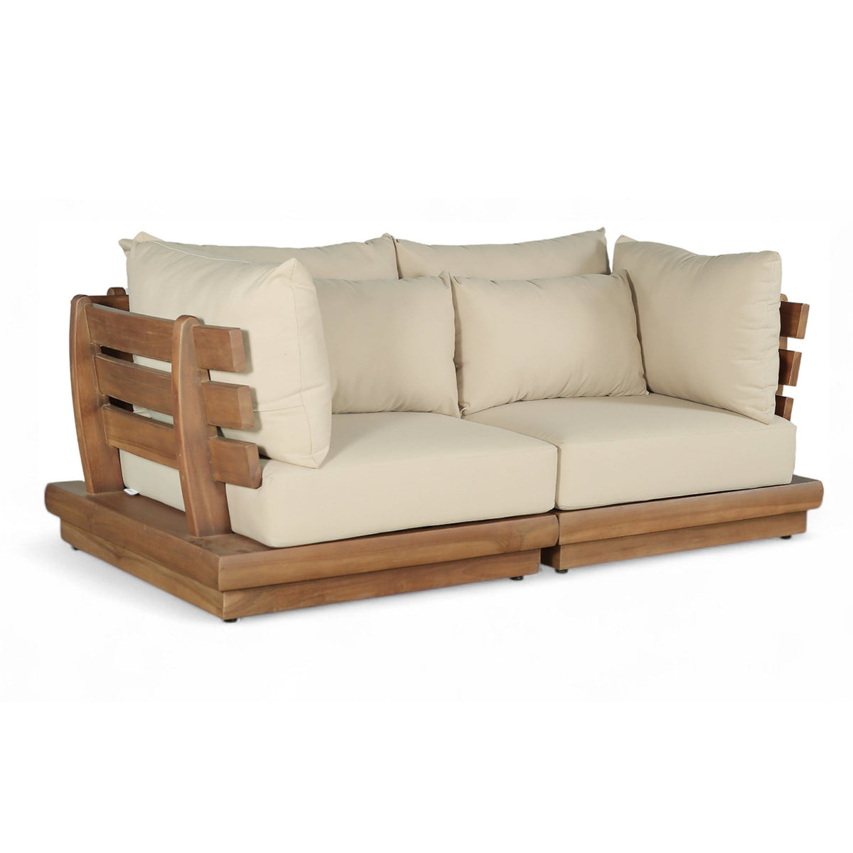 Mirella 76" Tan Water Resistant Fabric Upholstered 2pc. Outdoor Patio Modular Sofa, primary product view