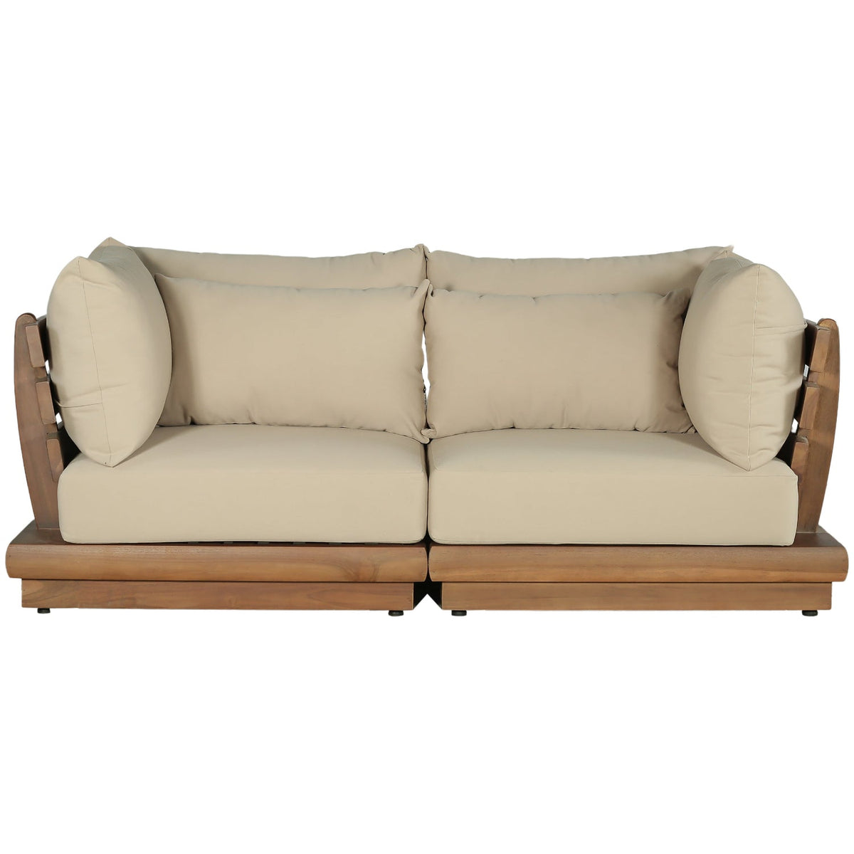 Mirella 76in Tan Water Resistant Fabric Upholstered 2 Piece Outdoor Patio Modular Sofa