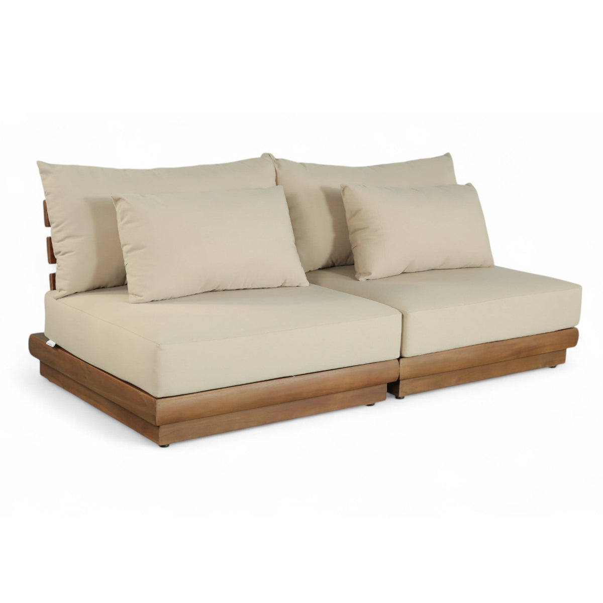 Mirella 74" Tan Water Resistant Fabric Upholstered 2pc. Outdoor Patio Modular Sofa, primary product view
