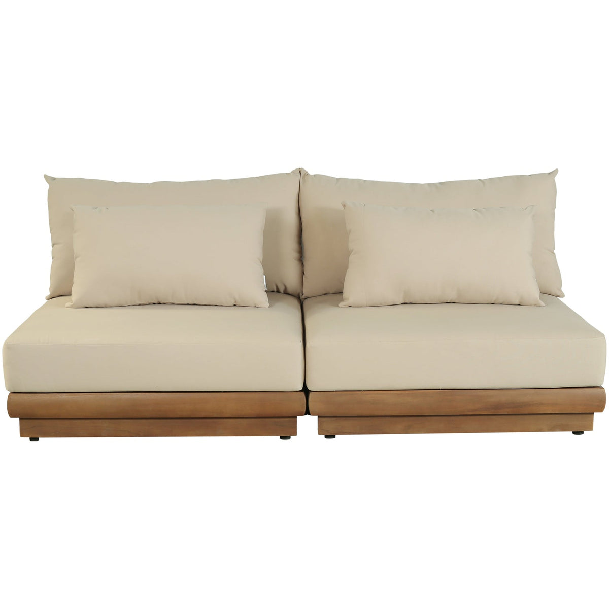 Mirella 74in Tan Water Resistant Fabric Upholstered 2 Piece Outdoor Patio Modular Sofa