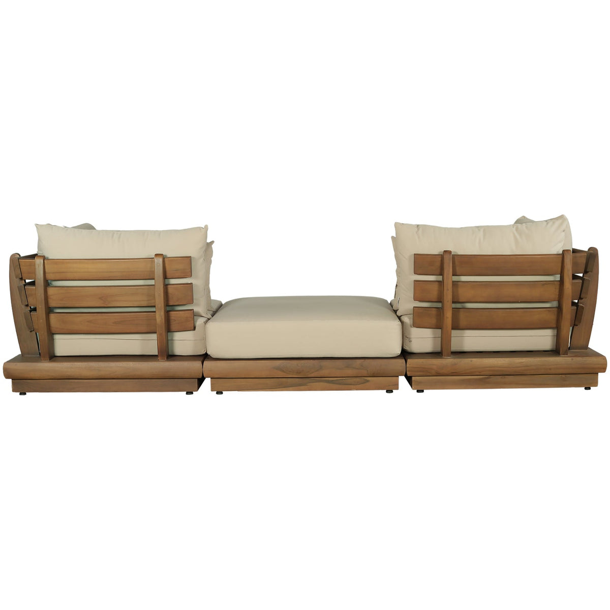 Mirella 113in Tan Water Resistant Fabric Upholstered 3 Piece Outdoor Patio Modular Sofa