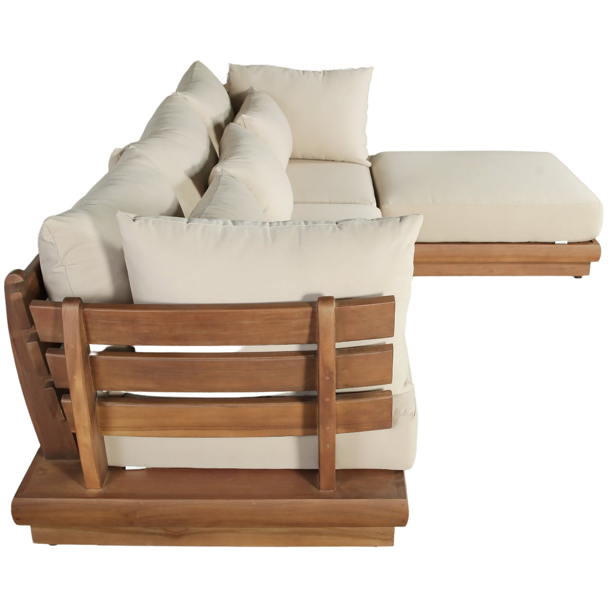 Mirella 113in Tan Water Resistant Fabric Upholstered 4 Piece Outdoor Patio Modular Sectional Sofa