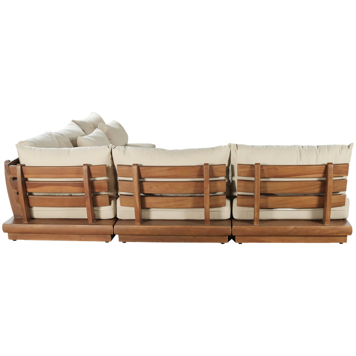 Mirella 112in Tan Water Resistant Fabric Upholstered 5 Piece Outdoor Patio Modular Sectional Sofa
