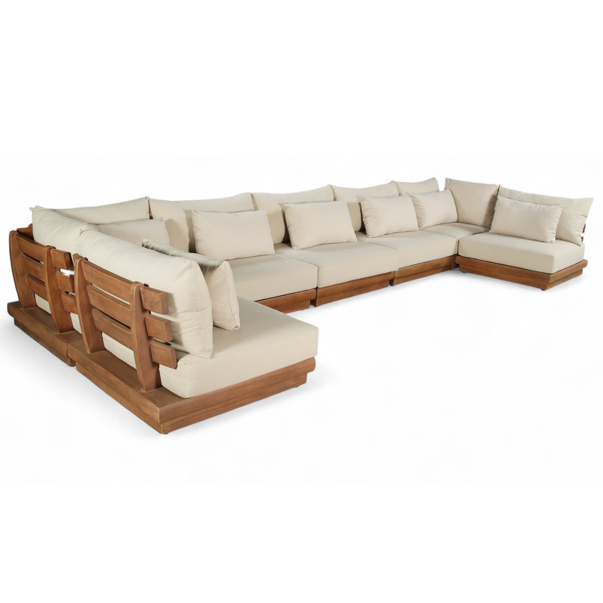 Mirella 187" Tan Water Resistant Fabric Upholstered 7pc. Outdoor Patio Modular Sectional, primary product view