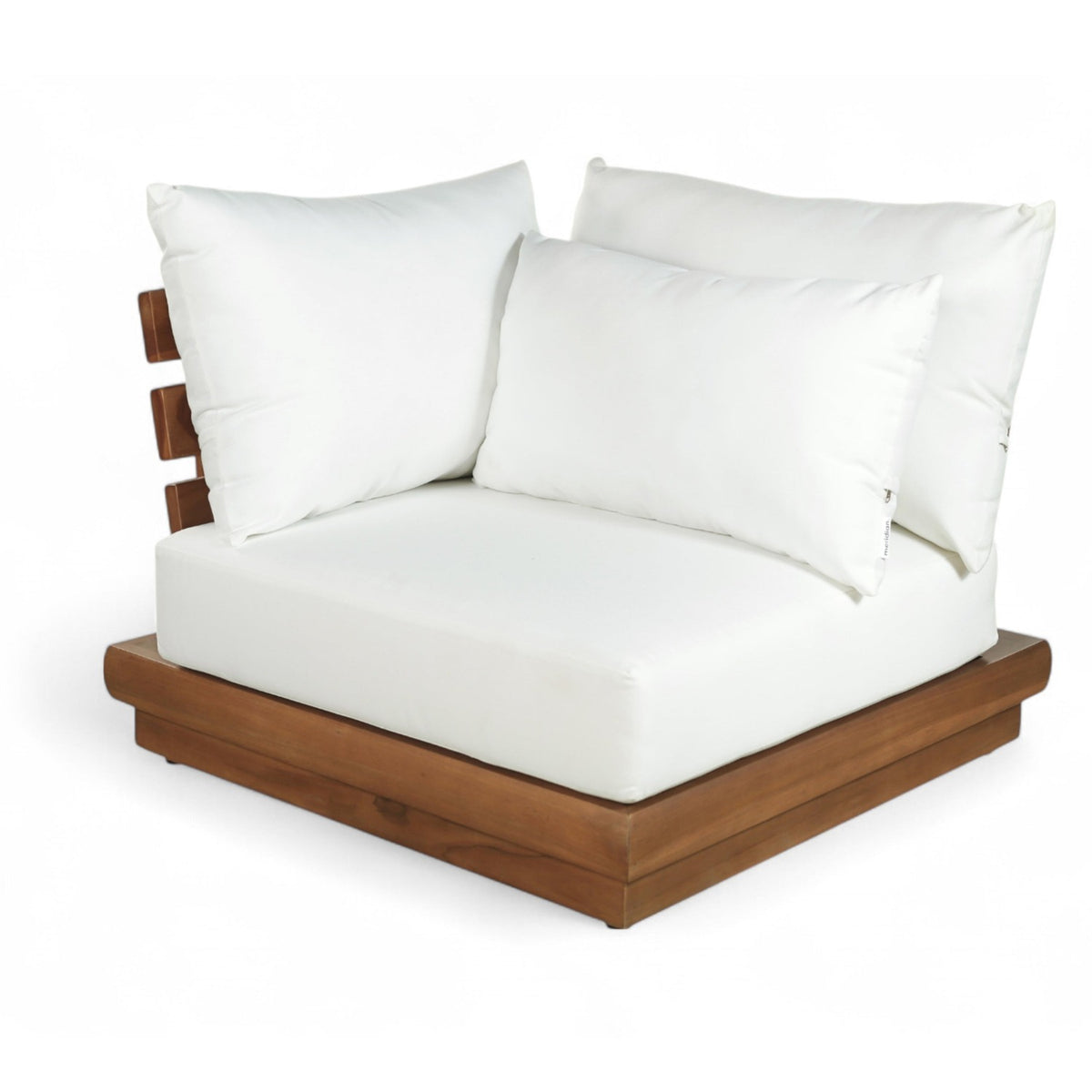 Mirella Off-White Water Resistant Fabric Upholstered Outdoor Patio Modular Corner Chair in off-white, primary product view