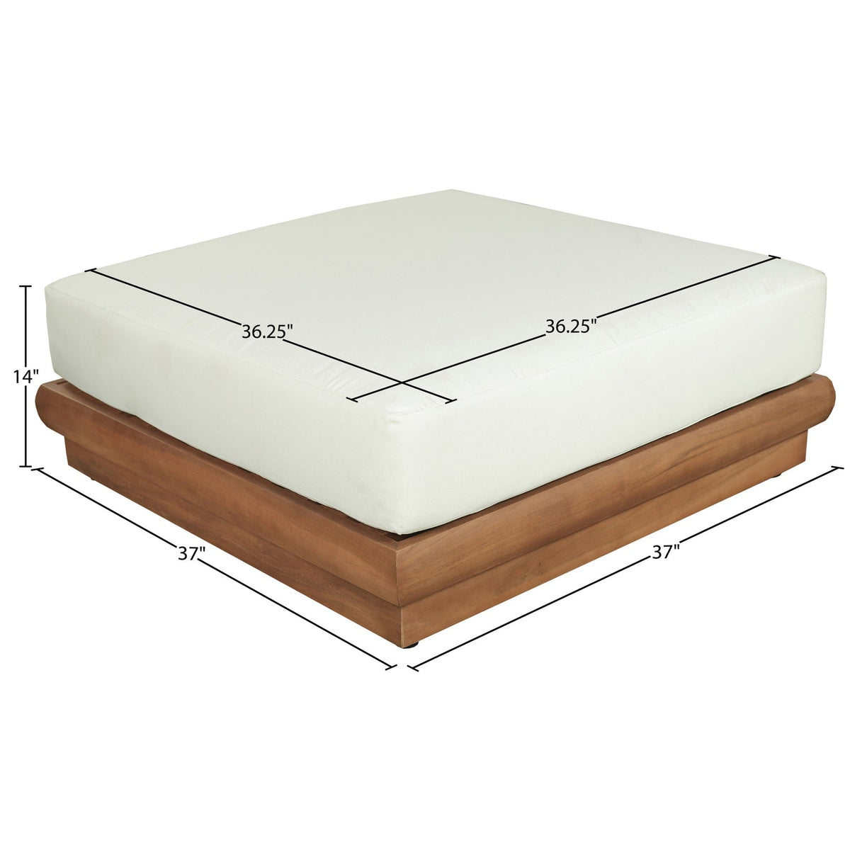 Mirella Off-White Water Resistant Fabric Upholstered Outdoor Patio Modular Ottoman