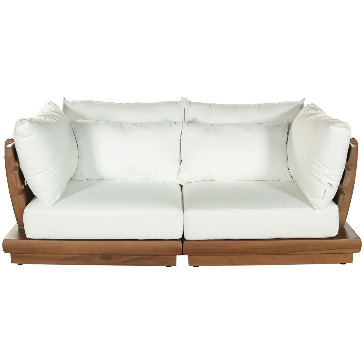 Mirella 76in Off-White Water Resistant Fabric Upholstered 2 Piece Outdoor Patio Modular Sofa