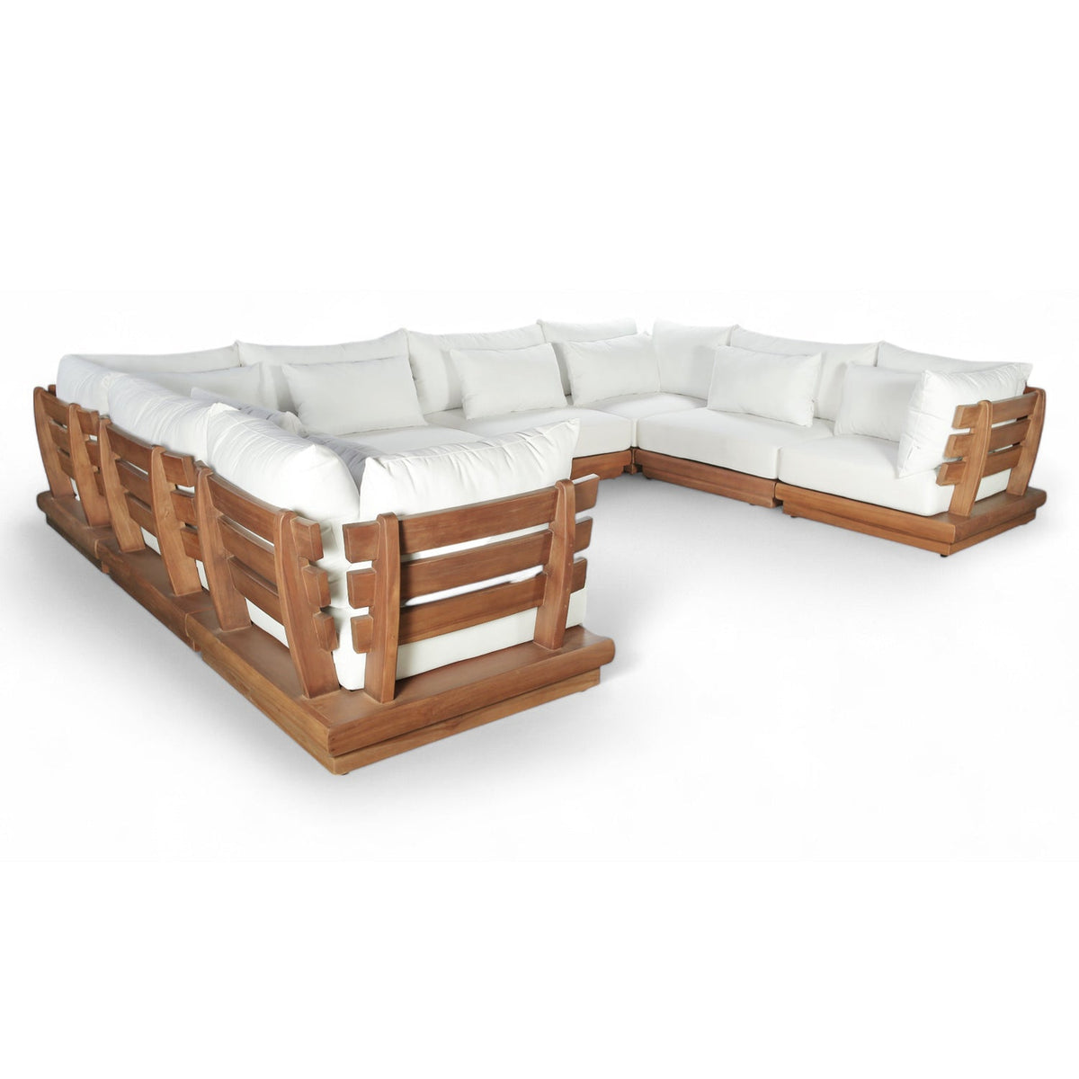 Mirella 150" Off-White Water Resistant Fabric Upholstered 8pc. Outdoor Patio Modular Sectional, primary product view