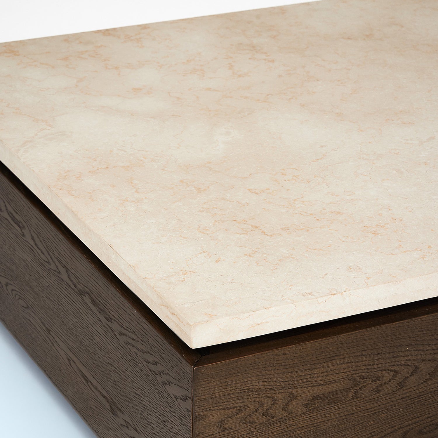 Branford Mocha Storage Cocktail Table styled in a room to show its coffee table scale and proportions