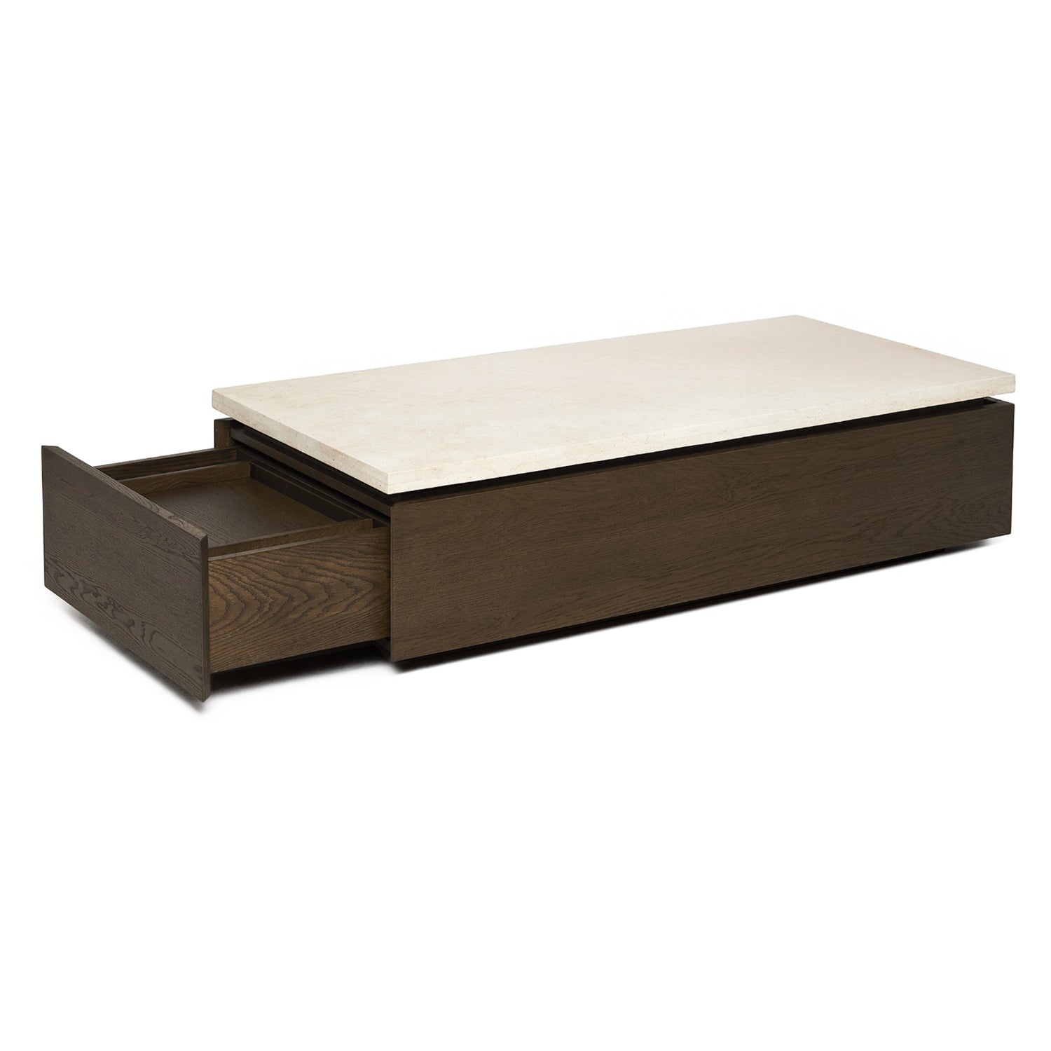 Branford Mocha Rectangle Cocktail Table in oak Mocha finish, detail of the frame