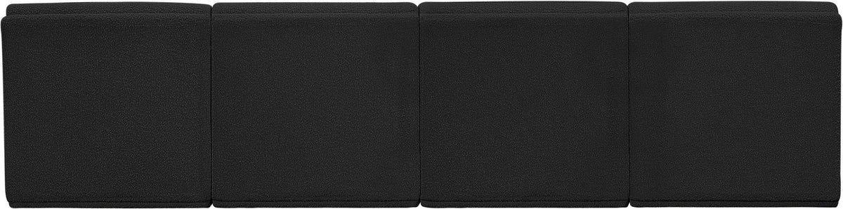 Ollie 120in Black Boucle Fabric Upholstered 4 Piece Armless Modular Sofa