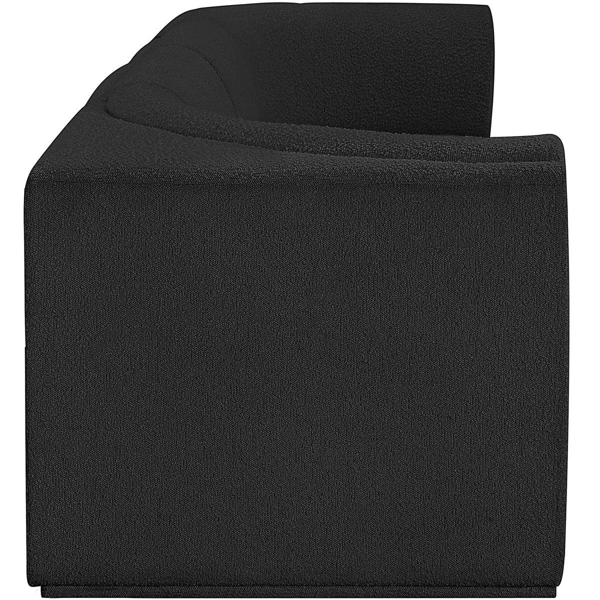 Ollie 128in Black Boucle Fabric Upholstered 4 Piece. Modular Sofa