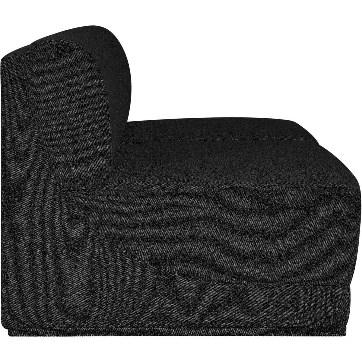 Ollie 60in Black Boucle Fabric Upholstered 2 Piece Armless Modular Loveseat