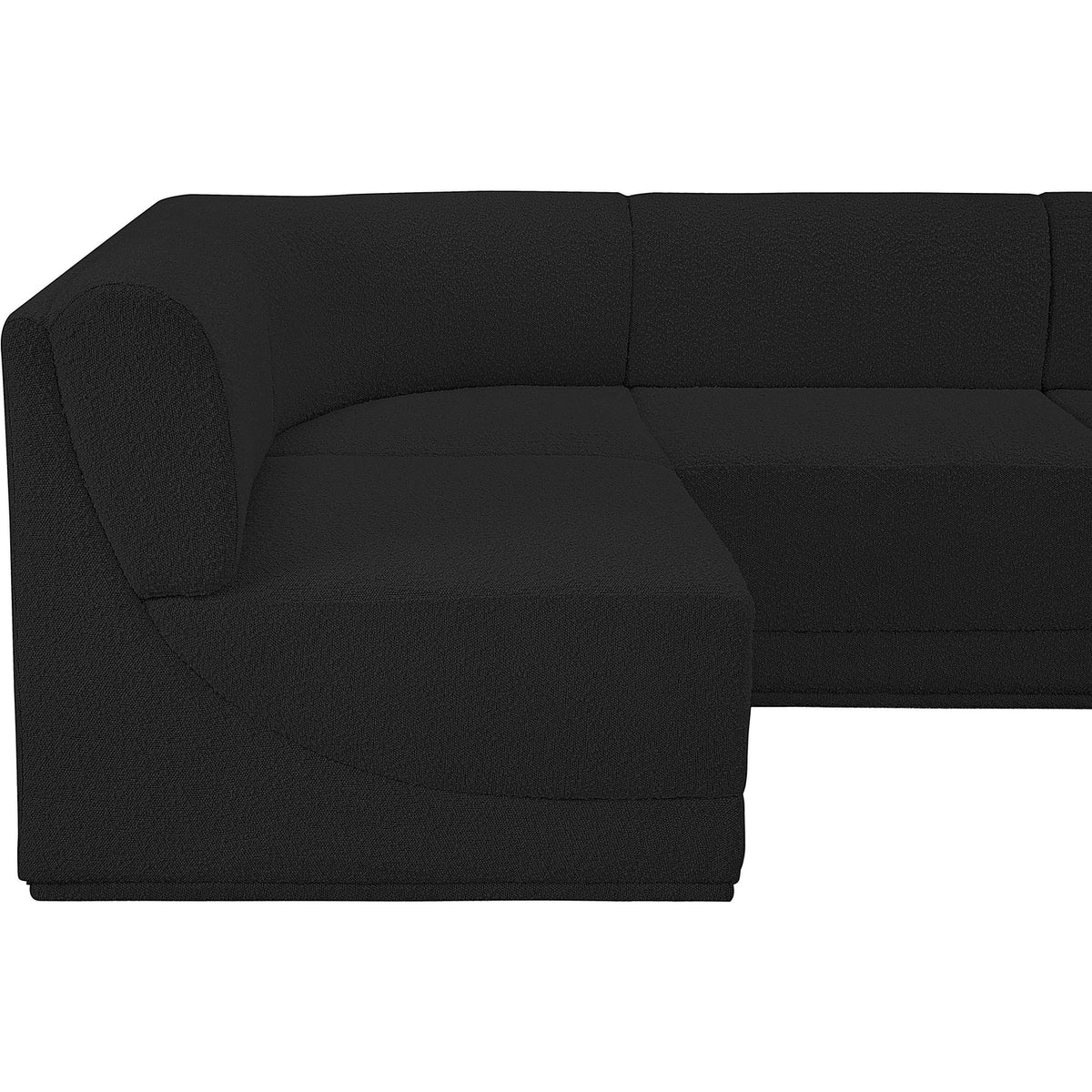 Ollie 128in Black Boucle Fabric Upholstered 5 Piece Modular Sectional Sofa