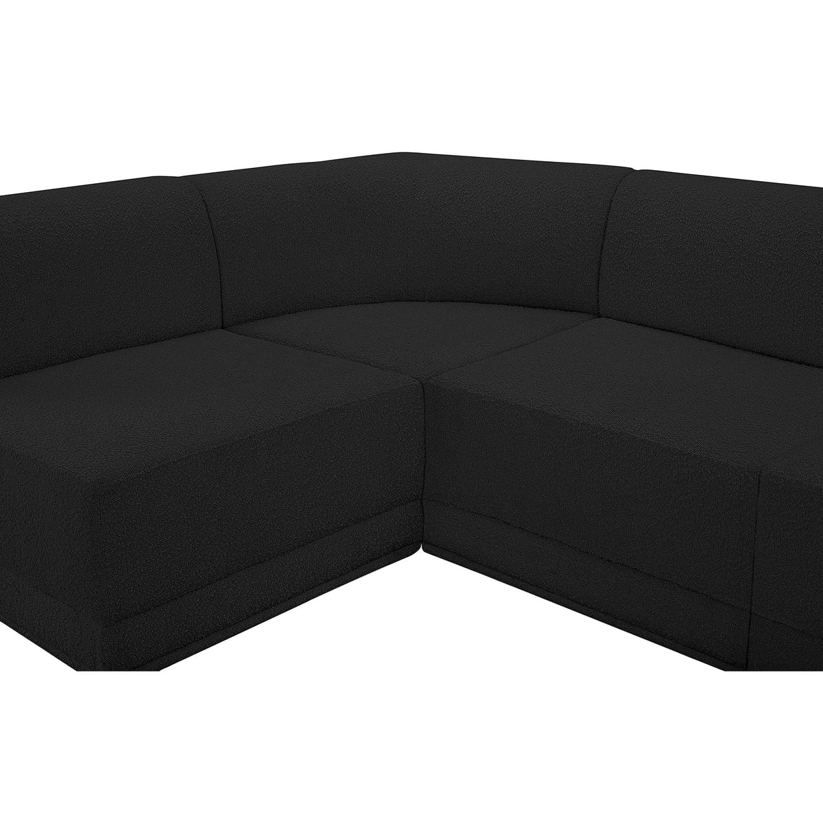 Ollie 128in Black Boucle Fabric Upholstered 5 Piece Modular Sectional Sofa