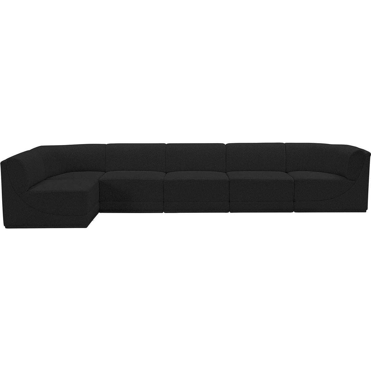 Ollie 158in Black Boucle Fabric Upholstered 6 Piece Modular Sectional Sofa