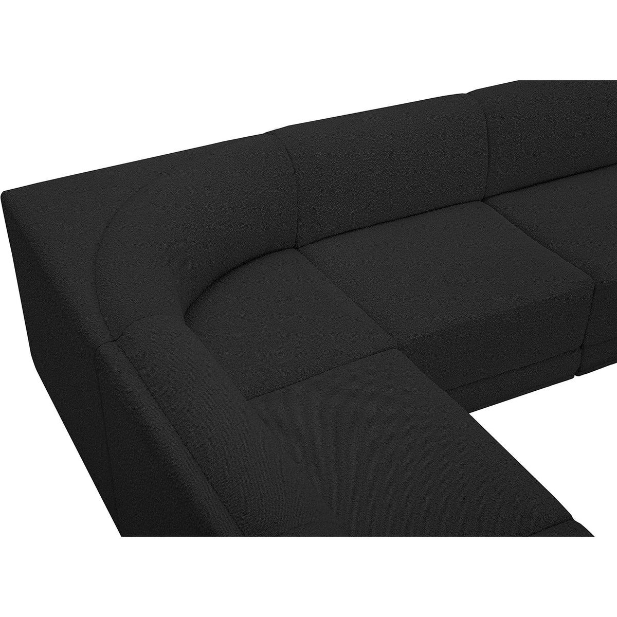 Ollie 128in Black Boucle Fabric Upholstered 6 Piece Modular Sectional Sofa