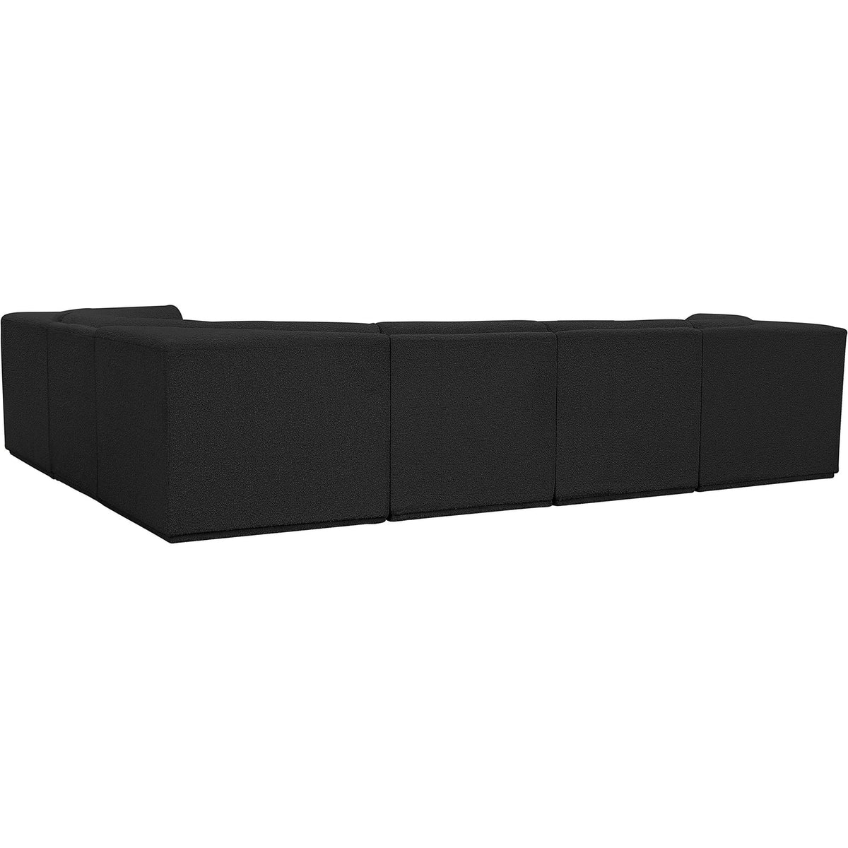 Ollie 128in Black Boucle Fabric Upholstered 6 Piece Modular Sectional Sofa
