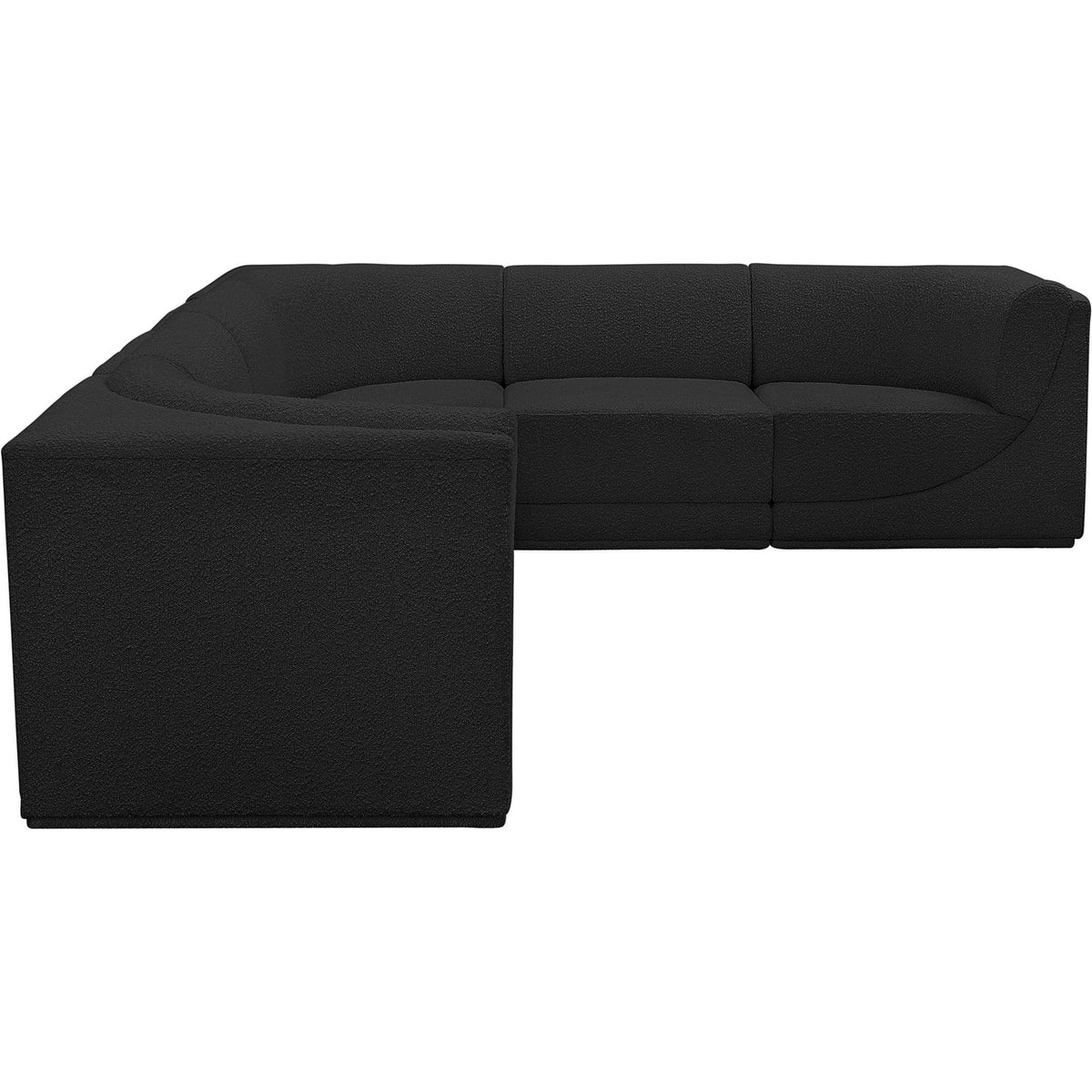 Ollie 128in Black Boucle Fabric Upholstered 6 Piece Modular Sectional Sofa