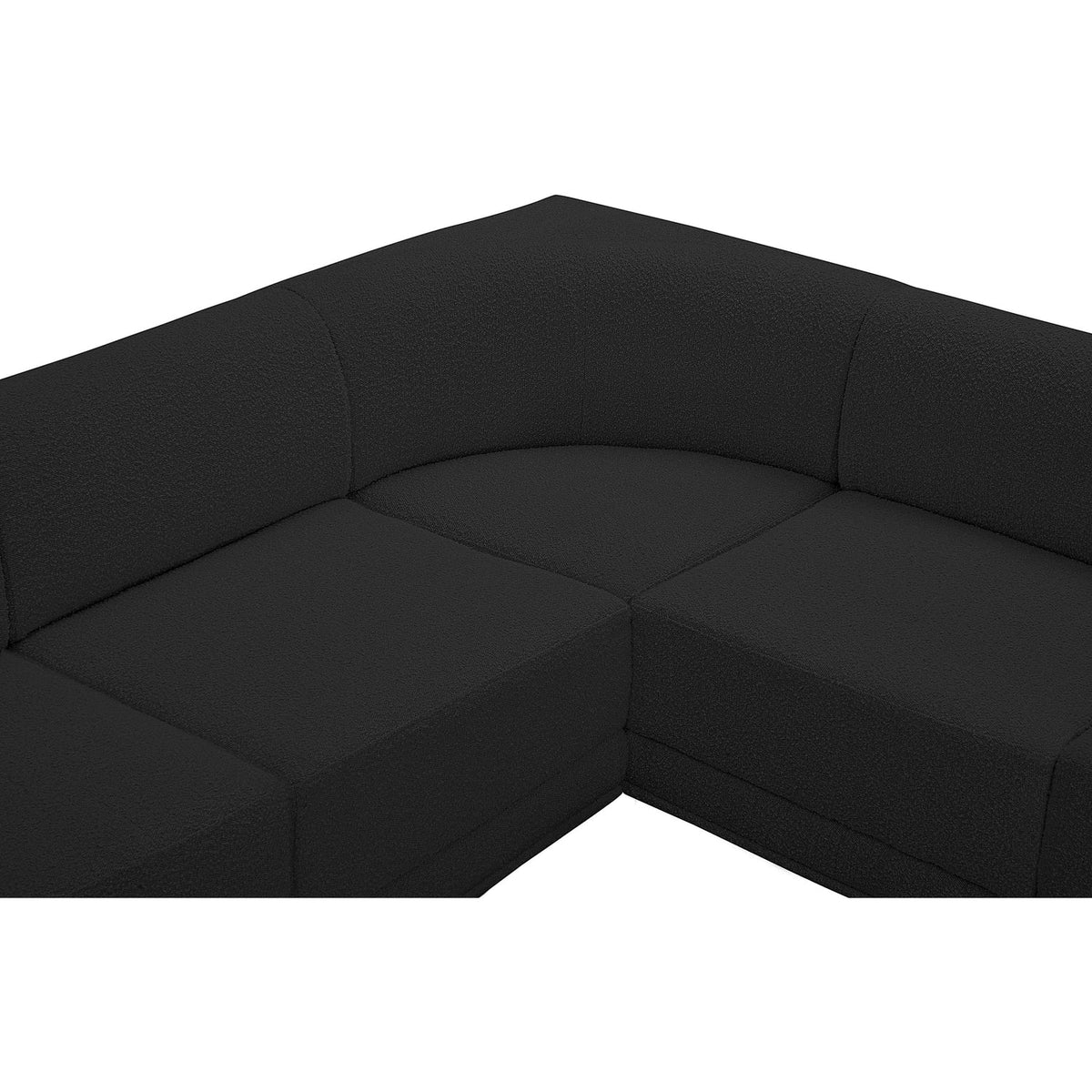Ollie 128in Black Boucle Fabric Upholstered 6 Piece Modular Sectional Sofa